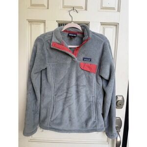 Patagonia Women's Re-Tool Snap-T Fleece Pullover Gray /Coral Size Small